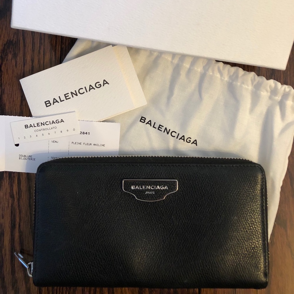Authentic Balenciaga Black Leather Wallet